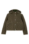 Burberry Cropped Quilted Nylon Jacket In Dark Military Khaki