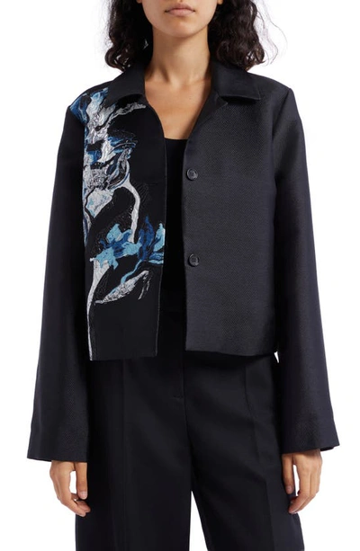 Stine Goya Kiana Woven Jacquard Icy Flower Jacket In Black