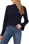 Cece Imitation Pearl Cuff Sweater In Rich Black