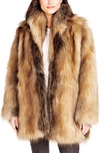 Donna Salyers Fabulous-furs Donna Salyers Fabulous Furs Shawl Collar Faux Fur Coat In Redfox