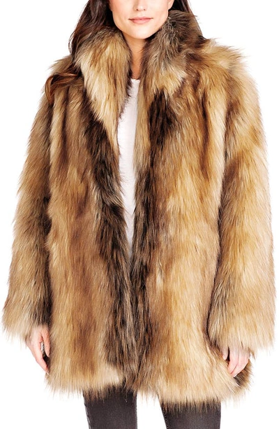 Donna Salyers Fabulous-furs Donna Salyers Fabulous Furs Shawl Collar Faux Fur Coat In Redfox