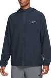 Nike Navy Track Zip-up Sweater In Obsidian/ Silver