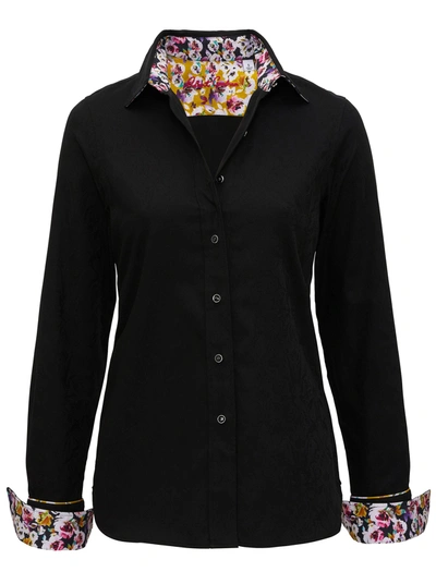 Robert Graham Priscilla Button-down Split-cuff Shirt In Black