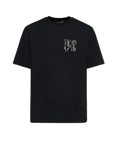 Palm Angels Man T-shirt In Cotone Nera In Black