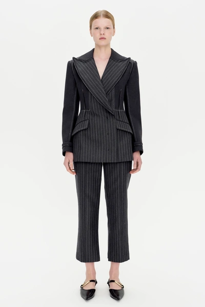 Jonathan Simkhai Mariposa Blazer In Grey Pinstripe Multi