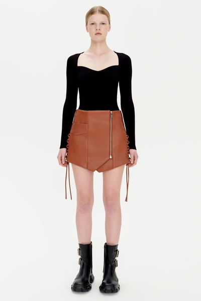 Jonathan Simkhai Rider Skirt In Chestnut