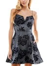 City Studio Juniors Womens Jacquard Floral Mini Dress In Multi