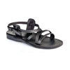 JERUSALEM SANDALS TZIPPORA LEATHER STRAPPY SLINGBACK SANDAL IN BLACK