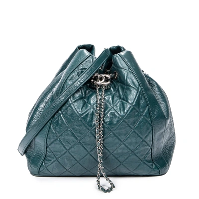 Pre-owned Chanel Drawstring Bucket Bag In Green