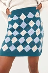 Free People Argyle Viola Sweater Mini Skirt In Marine Combo In Multi