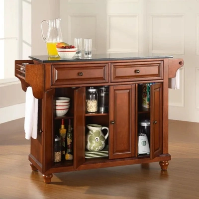 Crosley Furniture - Cambridge Solid Granite Top Kitchen Island Cherry Finish