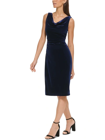 Kensie Womens Velvet Knee Cocktail And Party Dress In Blue