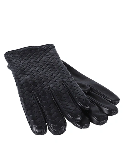 Bottega Veneta Weave Texture Gloves In Black
