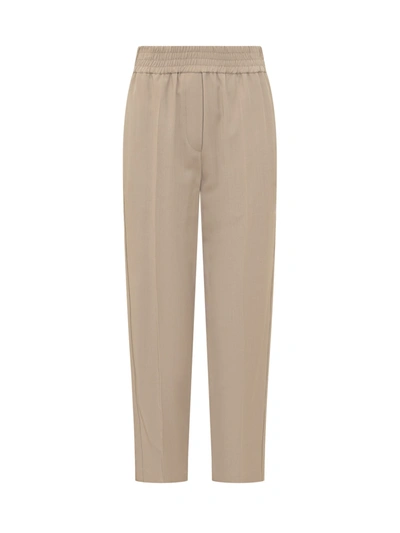 Brunello Cucinelli Cropped Pleated Trousers In Bleeker Beige