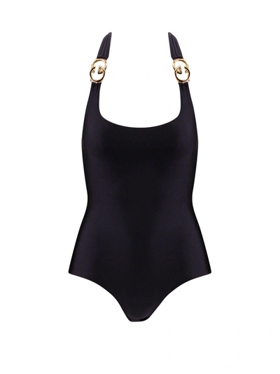 Gucci Sparkling Jersey Swimsuit With Interlocking G In Black