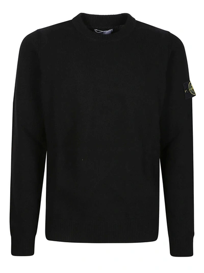 Stone Island Wool Knit Crew-neck Sweater In Black