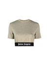 Palm Angels Cropped Gold-colored T-shirt In Gold Black
