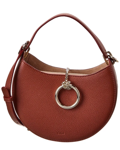 Chloé Arlene Embellished Textured-leather Shoulder Bag In Brown