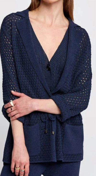 Knitss Braided Knit Flow Jacket In Navy In Blue