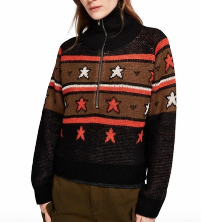 Scotch & Soda Knitted Anorak W/ Star Pattern Sweater In Multi