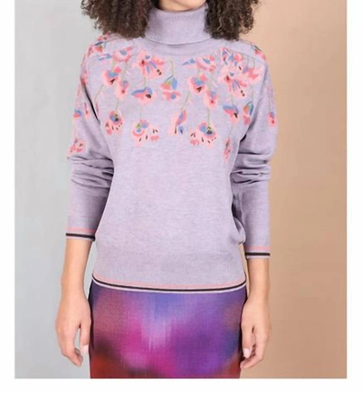 -bl^nk- Floral Turtleneck In Dusty Lilac In Yellow