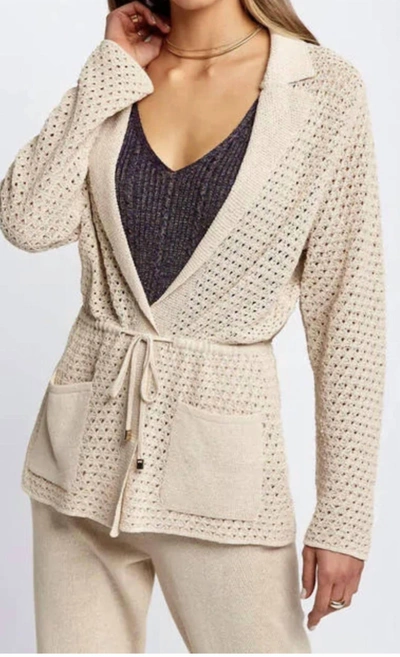 Knitss Braided Knit Flow Jacket In Beige