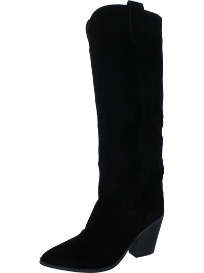 Aqua College Winnie Womens Suede Pointed Toe Over-the-knee Boots In Black