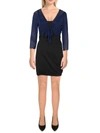 Connected Apparel Petites Womens Mesh Sheer Bolero In Blue