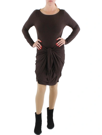 Ralph Lauren Womens Tie Waist Calf Midi Dress In Brown