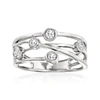 Ross-simons Diamond Crisscross Ring In Sterling Silver In White