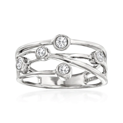 Ross-simons Diamond Crisscross Ring In Sterling Silver In White