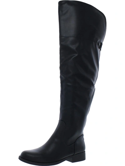 Sun + Stone Allicce Womens Faux Leather Tall Over-the-knee Boots In Black