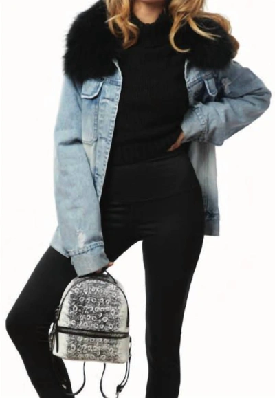 Ava & Kris Jane Jean Jacket In Black In Blue