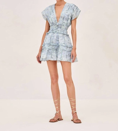 Alexis Ruth Floral Smocked Waist Minidress In Blue