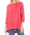 Apny Linen Fit And Flare Tunic In Red In Red
