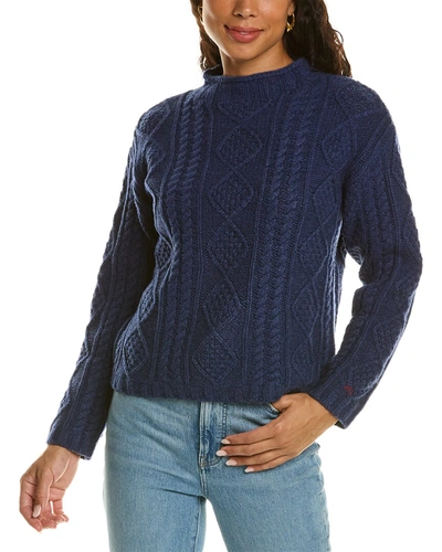 Frances Valentine Fisherman Skipper Wool Sweater In Blue