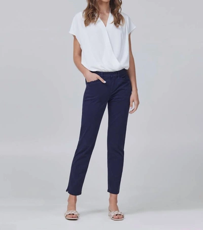 Lila Ryan The Pert Tapered Trousers With Ruffle Pocket Accents In Navy In Blue