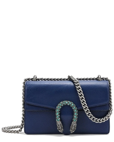 Tiffany & Fred Crystal Dragon Leather Crossbody Shoulder Bag In Blue