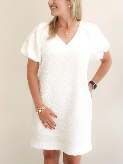 Jade Puff Sleeve Chemise Dress In White
