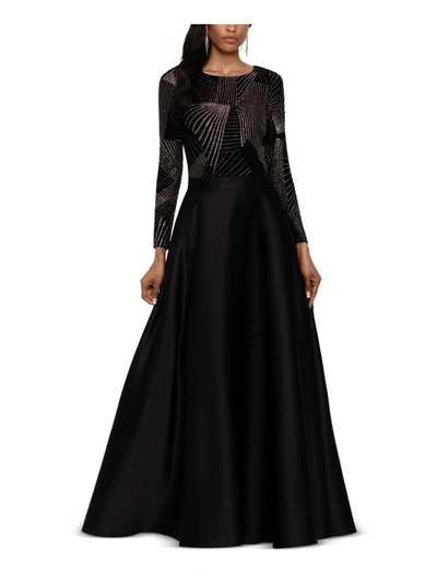 Betsy & Adam Womens Sparkle Long Maxi Dress In Black