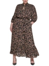 CALVIN KLEIN PLUS WOMENS FLORAL SMOCKED MAXI DRESS