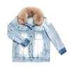Ava & Kris Jane Jean Jacket In Cream In Blue