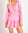 LOVESHACKFANCY SANAYA MINI DRESS IN VIVID PINK