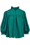 Crosby By Mollie Burch Worth Blouse In Dutch Green In Multi
