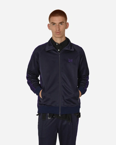 Needles Navy Striped Track Jacket In Blue