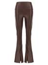Norma Kamali Spat Split Hem Faux Leather Leggings In Brown