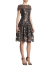 TALBOT RUNHOF Sequin Lace Leaf Dress