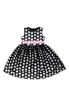 Joe-ella Kids' Polka Dot Satin Dress In Black