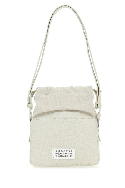 MAISON MARGIELA MAISON MARGIELA WOMEN CHALK LEATHER AND FABRIC 5AC BUCKET BAG