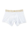 Versace Greca Waistband Boxer Briefs In White/gold